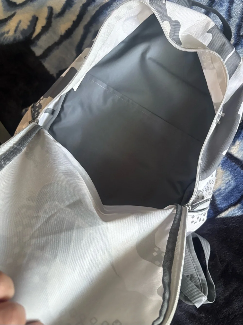 Nike Grey & White Camo Backpack with Black Logo